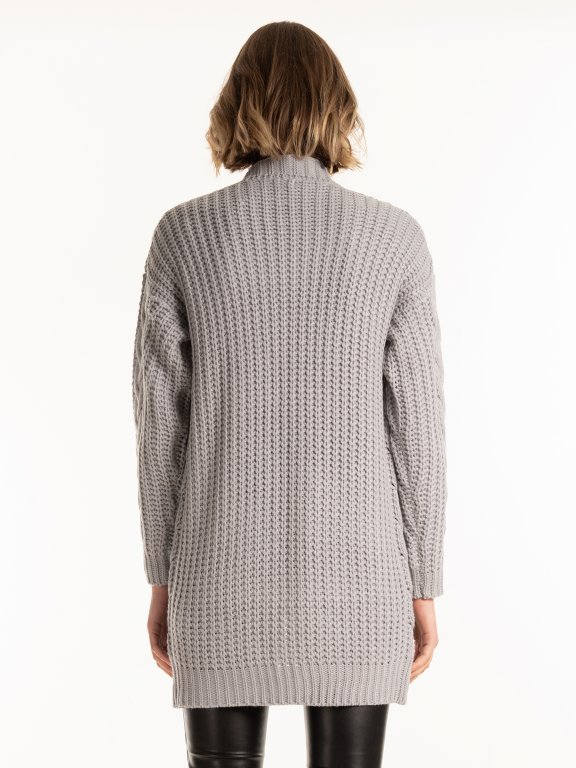 Longline cable-knit cardigan