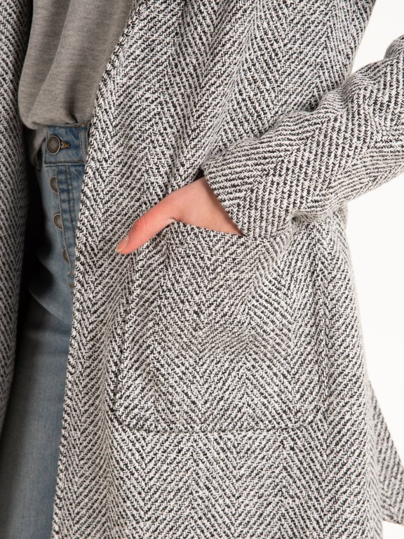 Herringbone coat with belt