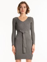 Ribbed bodycon dress with belt