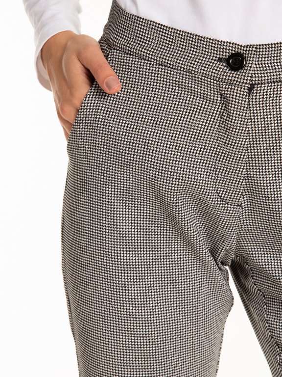 Elastické nohavice so vzorom kohútej stopy