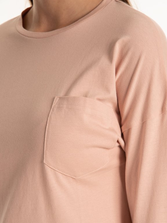 Basic koszulka z bawełny z kieszenią na piersi