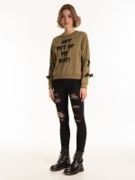 Sweatshirt with print and lacing details