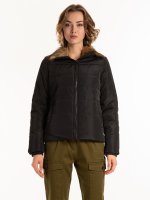 QUILTED PADDED JACKET WITH FAUX FUR