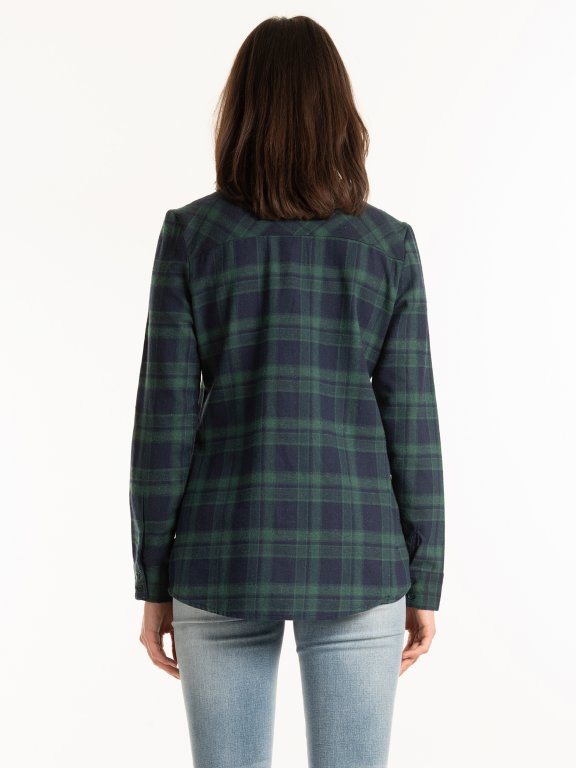 PLAID SHIRT WITH FLORAL EMBROIDERY