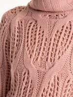 Cable knit turtleneck sweater