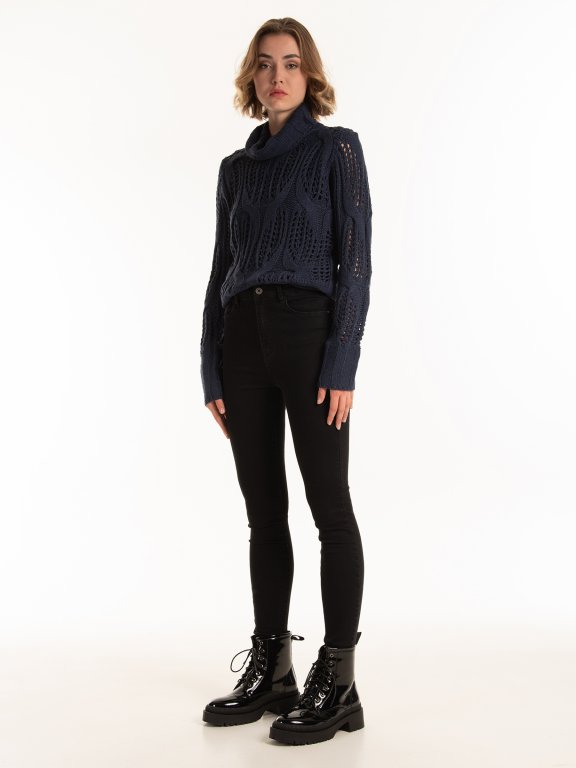 Cable knit turtleneck sweater