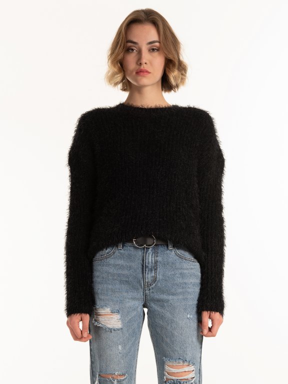 Fuzzy oversized pullover