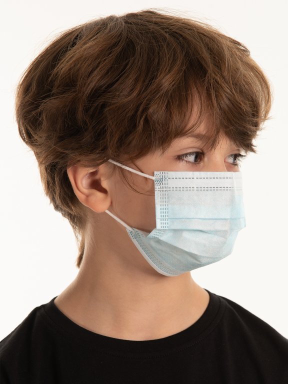 3-ply kids blue disposable face mask (5 / pcs  8Y-12Y)