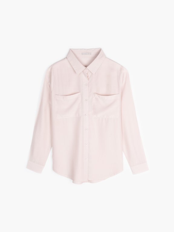 Plain blouse with chest pockets