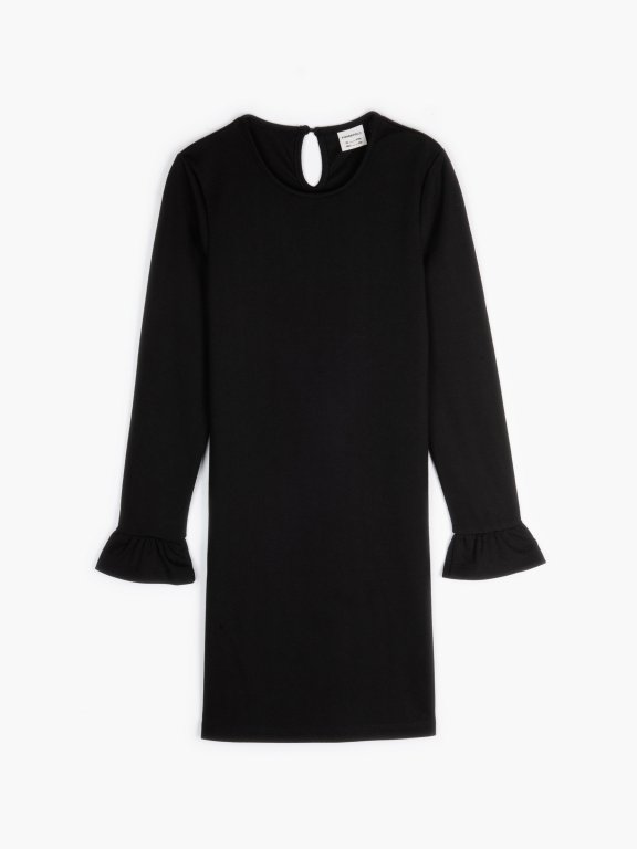 Plain dress with bell sleeves