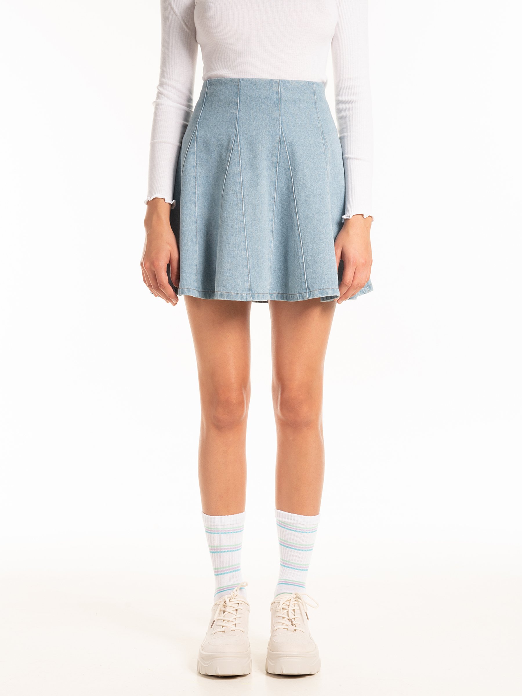 Sweetest Thing Denim Skater Skirt – The Darling Style, 49% OFF