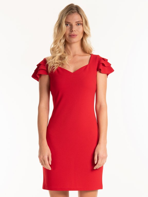 Bodycon dress with ruffled sleeves