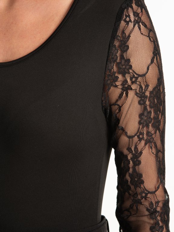 Bodysuit with lace sleeves
