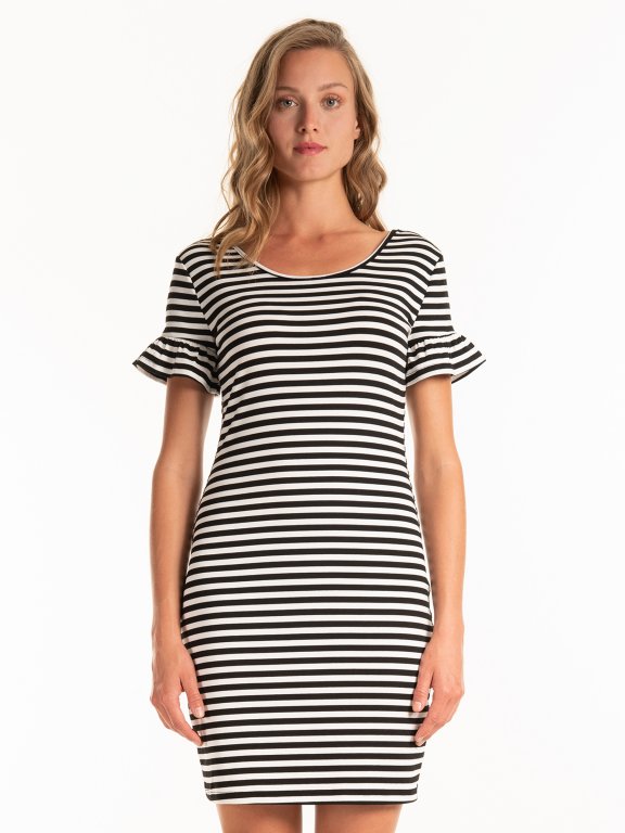 Striped dress with bell sleeves