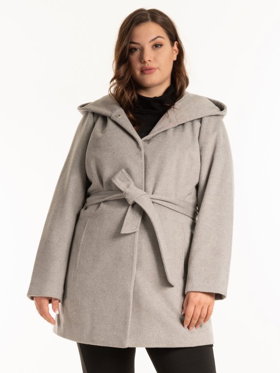 Coat with oversized hood