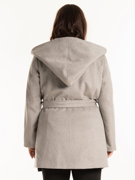 Coat with oversized hood