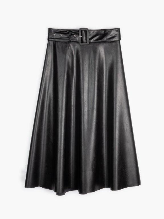 Faux leather a-line midi skirt