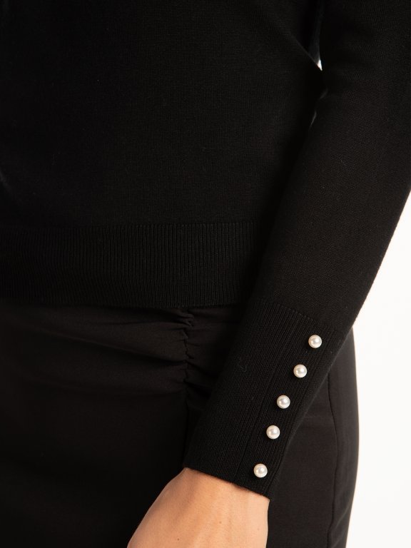 Rollneck jumper with pearls