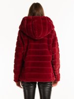 Faux fur coat with hood