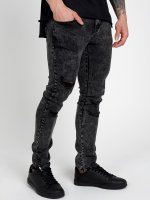 DESTROYED SLIM FIT JEANS WITH ANKLE ZIPPERS