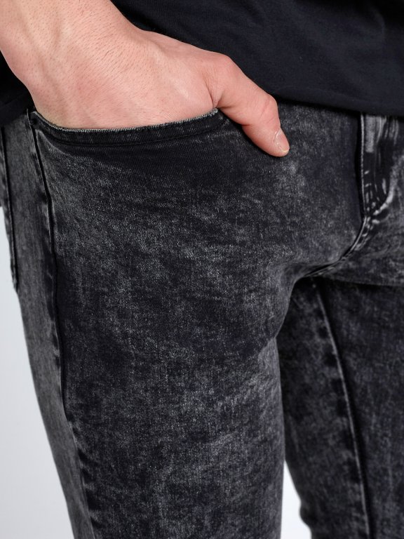 DESTROYED SLIM FIT JEANS WITH ANKLE ZIPPERS