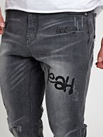 TAPERED FIT PRINTED JEANS IN GREY WASH