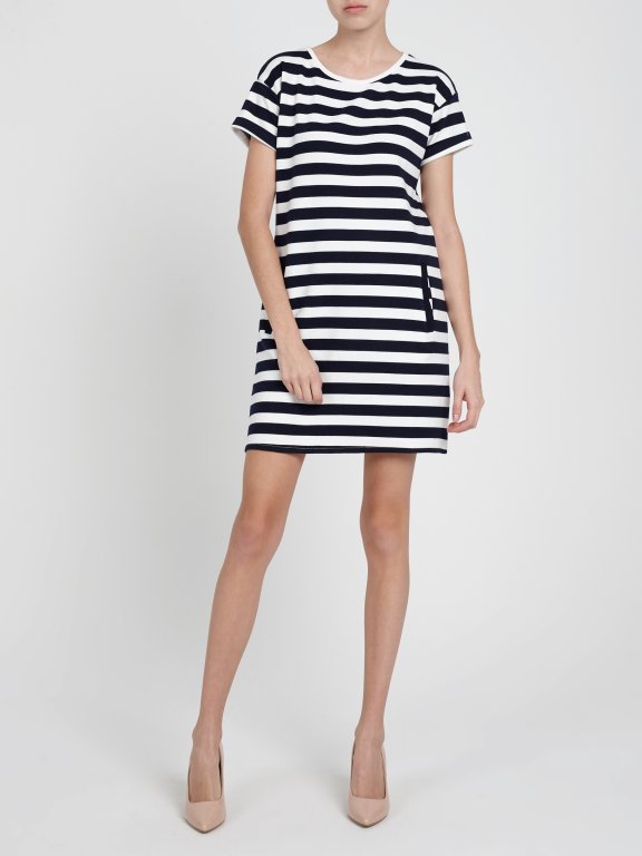 STRIPED T-SHIRT DRESS WITH POCKETS