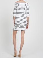 OFF-THE-SHOULDER STRIPED BODYCON DRESS