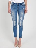 DAMAGED SKINNY JEANS IN MID BLUE WASH