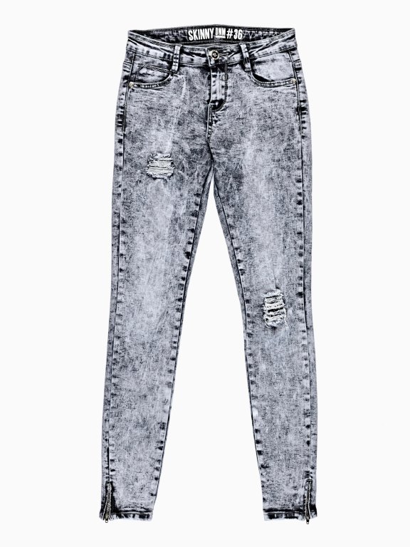 DAMAGED SKINNY JEANS WITH ANKLE ZIPPERS