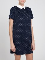 PRINTED DRESS WITH CONTRAST COLLAR