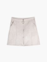 Faux suede zip-up mini skirt