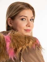 Parka with detachable faux fur