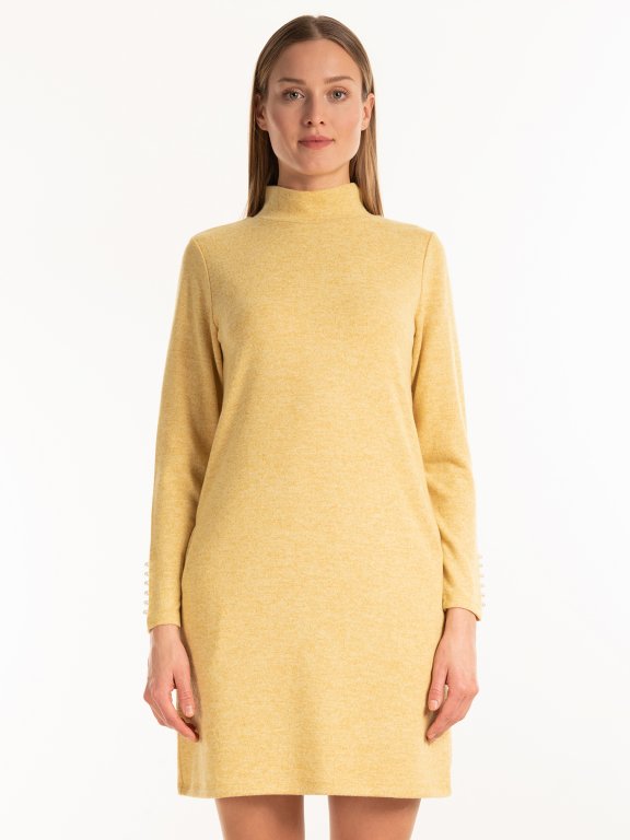 High collar fine knit dress