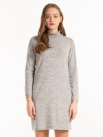 High collar fine knit dress