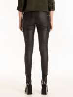 Faux leather skinny cargo trousers