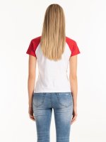 Cotton raglan sleeve t-shirt with print
