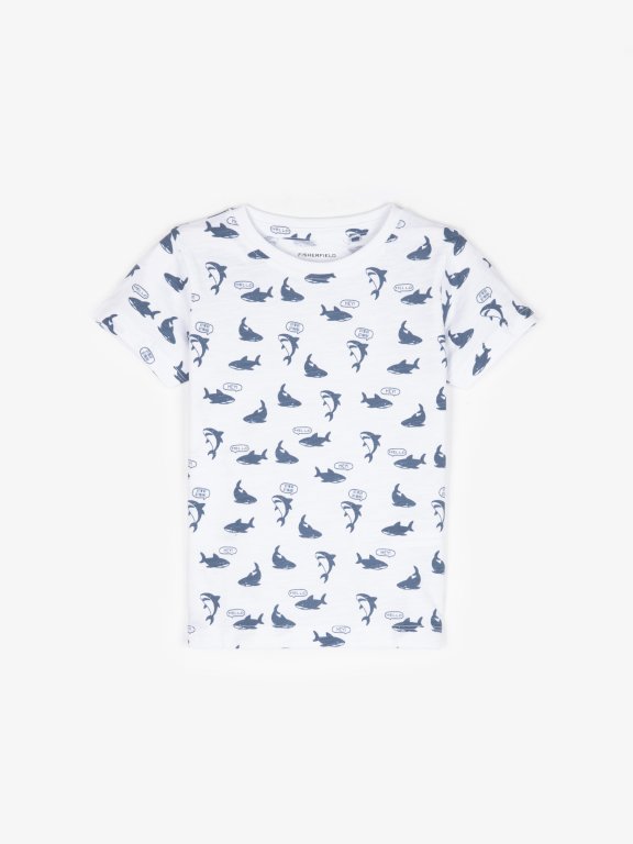 Shark print cotton t-shirt