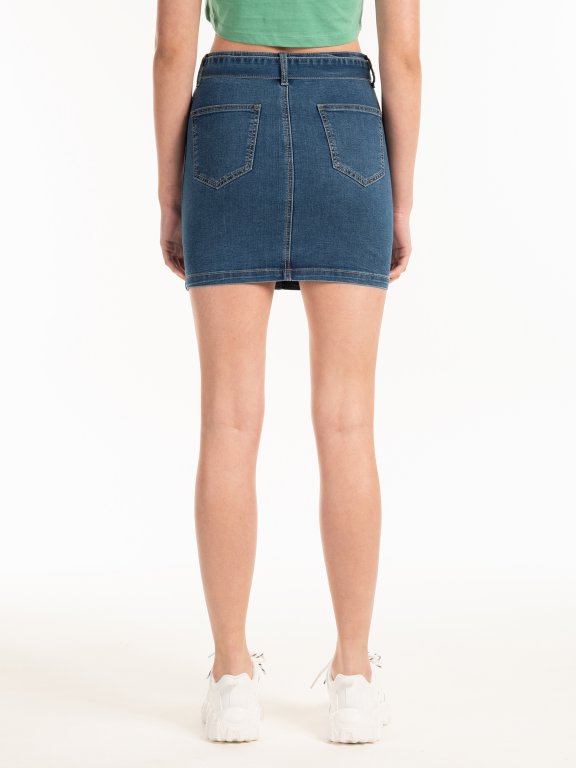 Spódnica jeansowa mini z paskiem