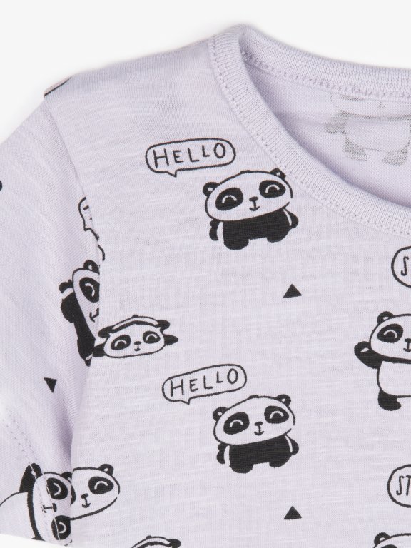 Panda print cotton t-shirt