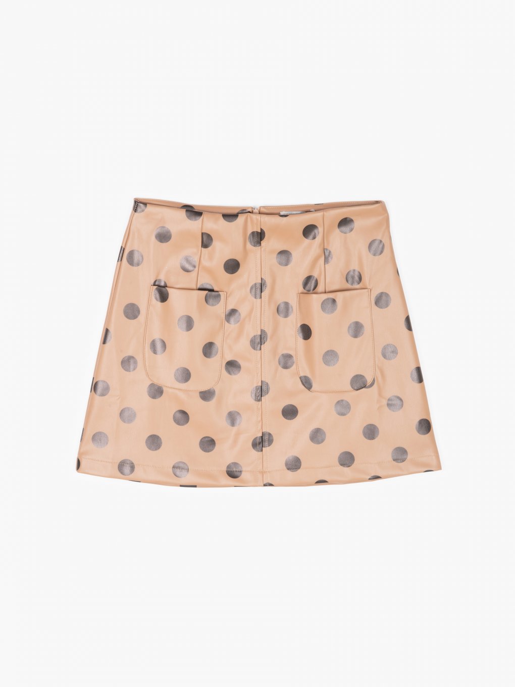 Faux leather dot print mini skirt