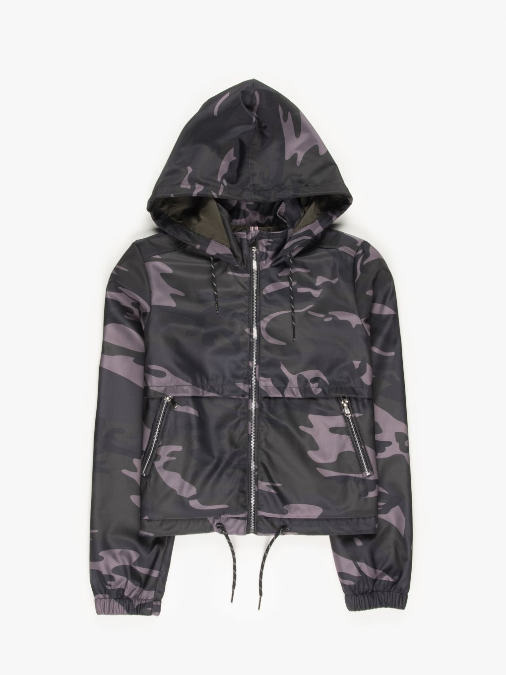 Camo print hooded jacket