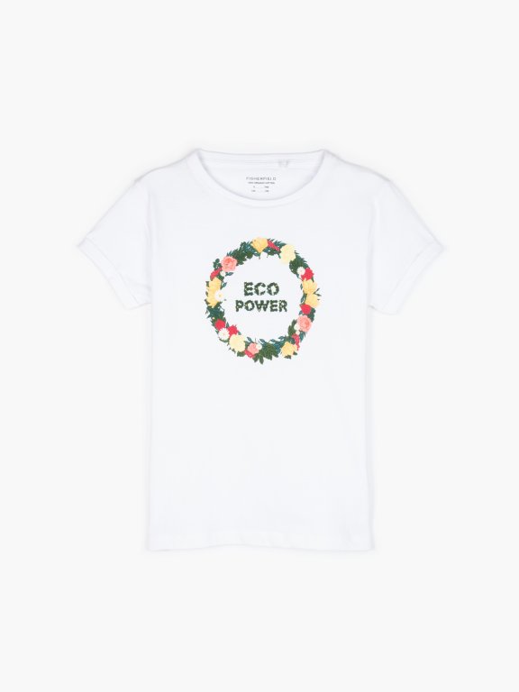 Tričko z organickej bavlny s kvetinovou potlačou