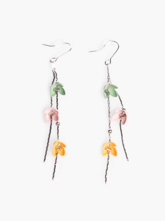 Long earrings with flower pendants