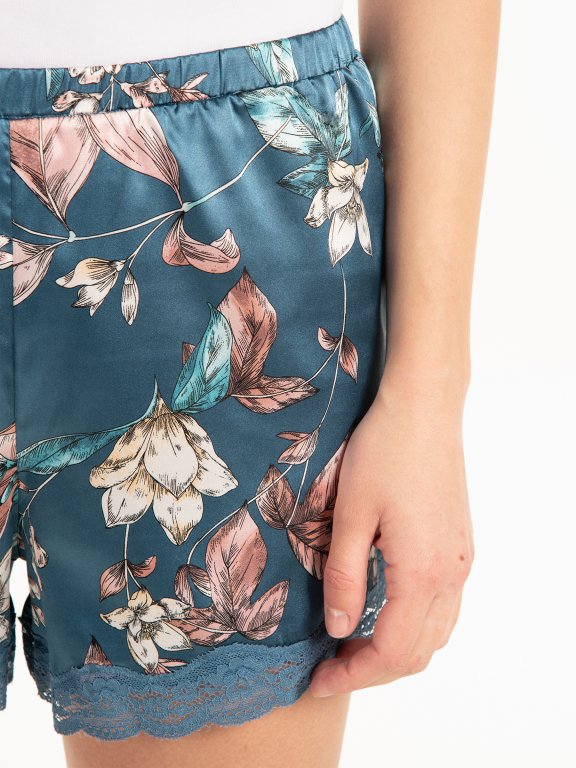 Floral print pyjama shorts