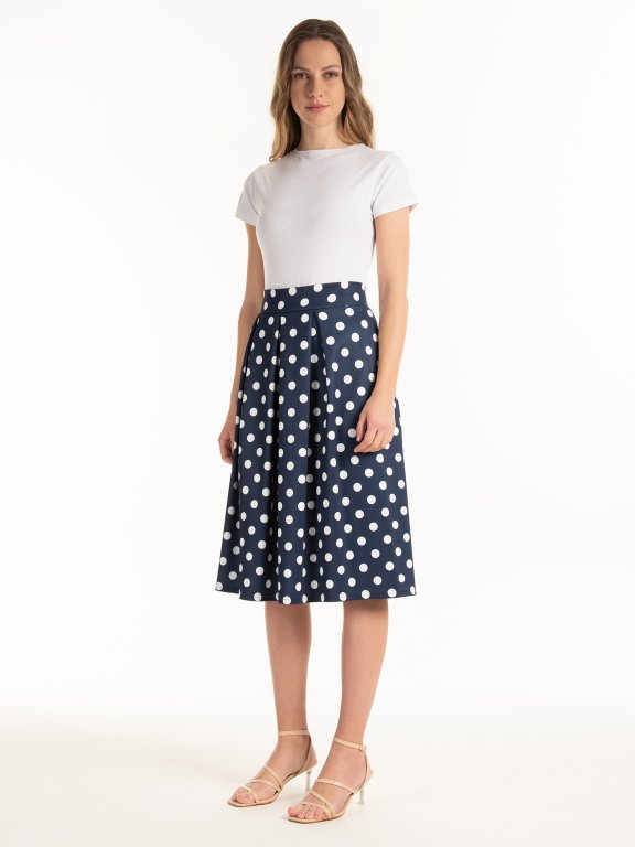 A-line polka dot midi skirt