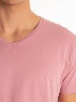 Základní slim fit tričko s véčkovým límcem