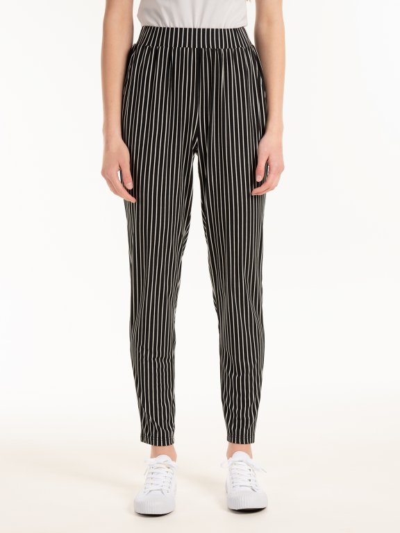 Striped elastic trousers