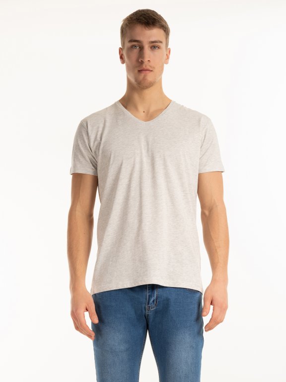Základní slim fit tričko s véčkovým límcem