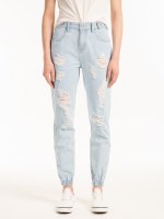 Cotton damaged jogger fit jeans